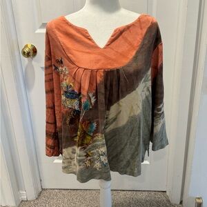 dressbarn Multicolor Floral Embroidered Blouse